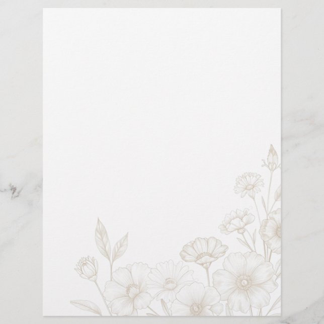 Elegante Boho Bloemlijn Kunstframe Achtergrond Briefhoofd (Voorkant)