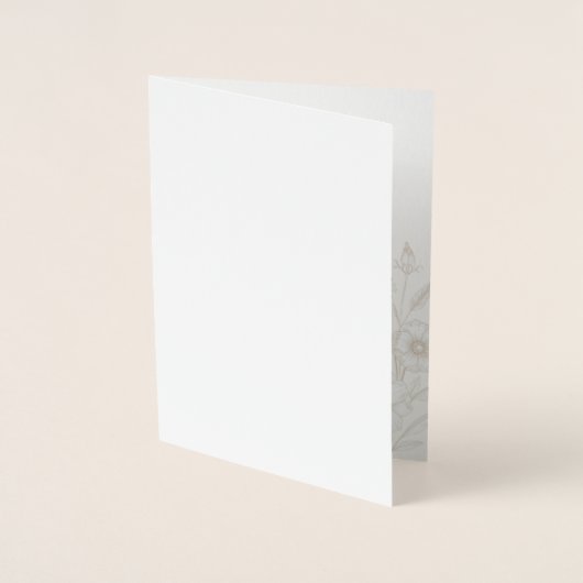 Elegante Boho Bloemlijn Kunstframe Achtergrond Folie Kaarten (Voorkant)