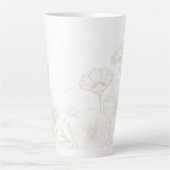Elegante Boho Bloemlijn Kunstframe Achtergrond Latte Mok (Voorkant)