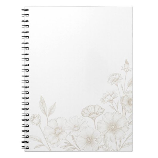 Elegante Boho Bloemlijn Kunstframe Achtergrond Notitieboek (Voorkant)