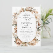 Elegante Boho Bloemrijke Boog Huwelijksuitnodiging Kaart (Staand voorkant)