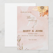 Elegante boho bloemrijke chic huwelijksuitnodiging kaart (Voorkant / Achterkant)
