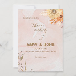 Elegante boho bloemrijke chic huwelijksuitnodiging kaart