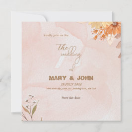 Elegante boho bloemrijke chic huwelijksuitnodiging save the date
