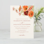 Elegante Boho Bloemrijke Herfst Bruiloft Kaart (Staand voorkant)