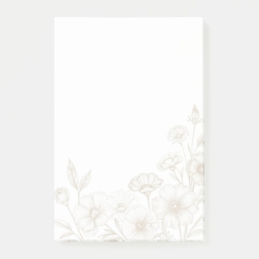 Elegante Boho Bloemrijke Lijn Kunst Frame Achtergr Post-it® Notes (Voorkant)