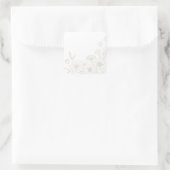 Elegante Boho Bloemrijke Lijn Kunst Frame Achtergr Vierkante Sticker (Tas)