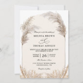 Elegante Boho Bloemrijke Pampas Budget QR Code Bru Kaart (Voorkant)