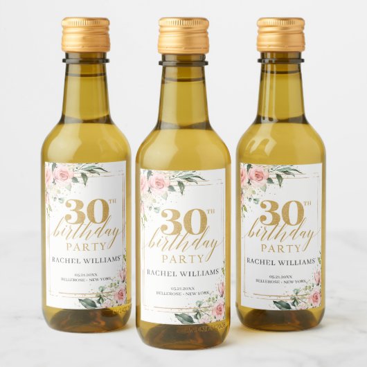 Elegante boho blos bloem goud glans salie groen wijn etiket (Flessen)