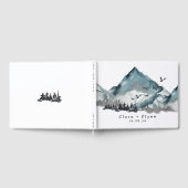 Elegante Boho Blue Mountain Forest bruiloft Gastenboek (Volledig)