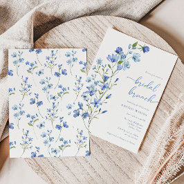 Elegante Boho Blue Wildflower Bridal Brunch Kaart