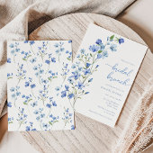 Elegante Boho Blue Wildflower Bridal Brunch Kaart