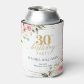 Elegante boho blush bloemengoud glitter sage 30th blikjeskoeler (Blikje Voorkant)