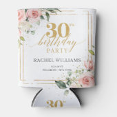 Elegante boho blush bloemengoud glitter sage 30th blikjeskoeler (Voorkant)