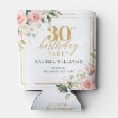 Elegante boho blush bloemengoud glitter sage 30th blikjeskoeler (Achterkant)