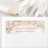 Elegante boho blush bloemengoud glitter salie etiket (Insitu)