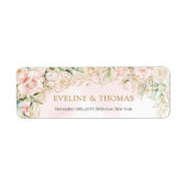 Elegante boho blush bloemengoud glitter salie etiket (Voorkant)