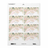 Elegante boho blush bloemengoud glitter salie etiket (Full Sheet)