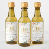 Elegante boho blush bloemengoud glitter salie groe wijn etiket (Flessen)