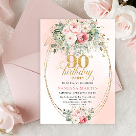 Elegante Boho Blush Bloemige Groenelementen Gouden Kaart
