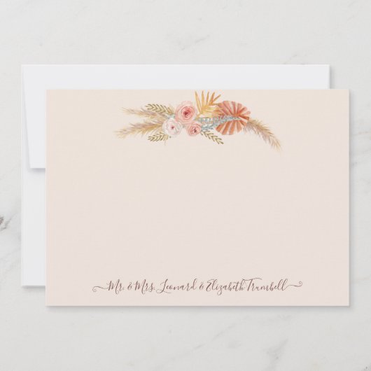 Elegante Boho Blush Bloemrijke Tropische Palm Pamp Bedankkaart (Achterkant)
