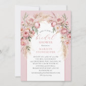 Elegante Boho Blush Pioenrozen, Pampas Gras Bruilo Kaart (Voorkant)