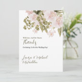 Elegante BOHO Blush Roze bruiloft Bedankkaart (Staand voorkant)