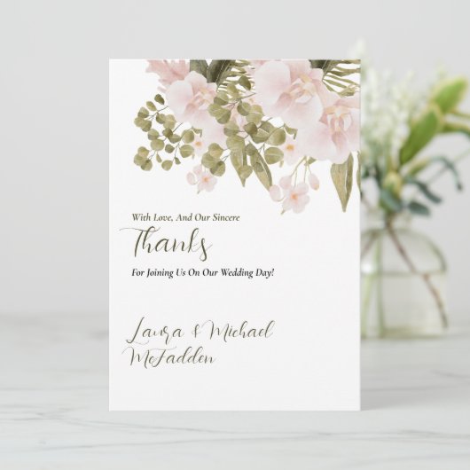 Elegante BOHO Blush Roze bruiloft Bedankkaart (Staand voorkant)