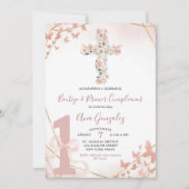 Elegante Boho Blush Roze Doop & Eerste Verjaardag Kaart (Voorkant)