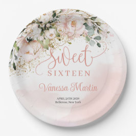 Elegante boho blush roze rozen goud zoete zestien papieren bordje