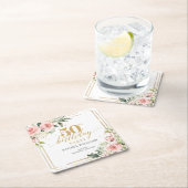 Elegante boho blush roze rozen groen 50ste verjaar kartonnen onderzetters (Insitu)