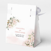 Elegante boho blush roze rozen groen goud bedankdoosjes (Achterkant)