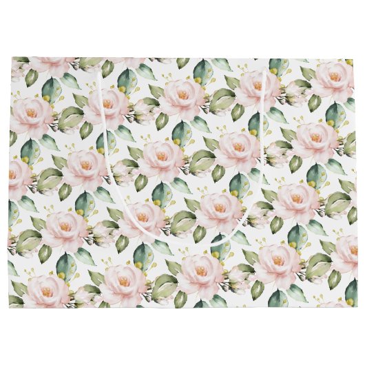 Elegante boho blush roze rozen groen goud groot cadeauzakje (Achterkant)