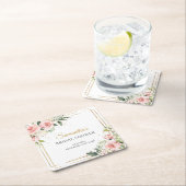 Elegante boho blush roze rozen groen goud lijst kartonnen onderzetters (Insitu)