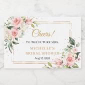 Elegante boho blush roze rozen groen goud lijst sparkling wijnetiket (Enkel label)