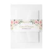 Elegante boho blush roze rozen groen goud lijst uitnodigingen wikkel (Voorkant Voorbeeld)