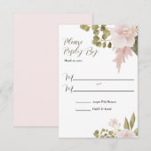 Elegante BOHO Blush Roze Trouwantwoord RSVP Kaartje (Voorkant / Achterkant)