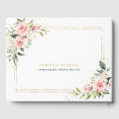 Elegante boho blush rozen groen gouden bruiloft gastenboek (Achterkant)