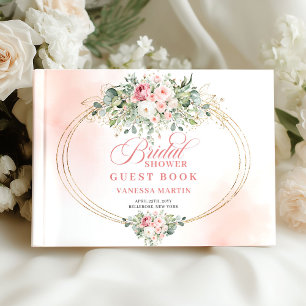 Elegante Boho Blush Rozen Groenelementen Gouden Br Gastenboek