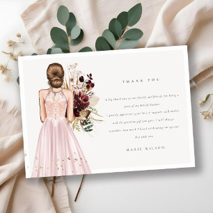 Elegante Boho Blush Trouwjurk Bruidsdouche Bedankkaart