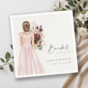 Elegante Boho Blush Trouwjurk Bruidsdouche Servet