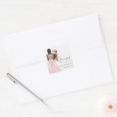 Elegante Boho Blush Trouwjurk Bruidsfeest Vierkante Sticker (Envelop)