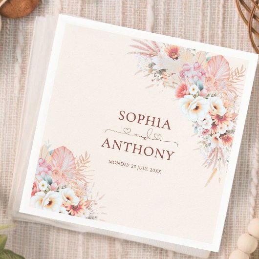 Elegante Boho Blush Waterverf Floral Wedding Servet