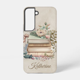 Elegante Boho-boekenstapel Bloem Naam Samsung Galaxy Hoesje