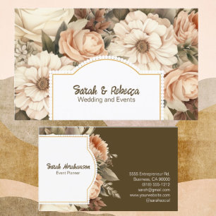 Elegante Boho Boheemse Gouden Champagne Bruine Blo Visitekaartje