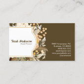 Elegante Boho Bohemian Gouden Champagne Bruine Blo Visitekaartje (Achterkant)