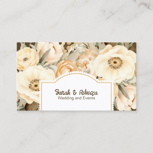 Elegante Boho Bohemian Gouden Champagne Bruine Blo Visitekaartje (Voorkant)