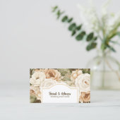 Elegante Boho Bohemian Gouden Champagne Bruine Blo Visitekaartje (Staand voorkant)