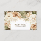 Elegante Boho Bohemian Gouden Champagne Bruine Blo Visitekaartje (Voorkant)