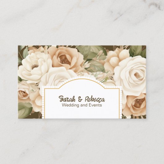 Elegante Boho Bohemian Gouden Champagne Bruine Blo Visitekaartje (Voorkant)